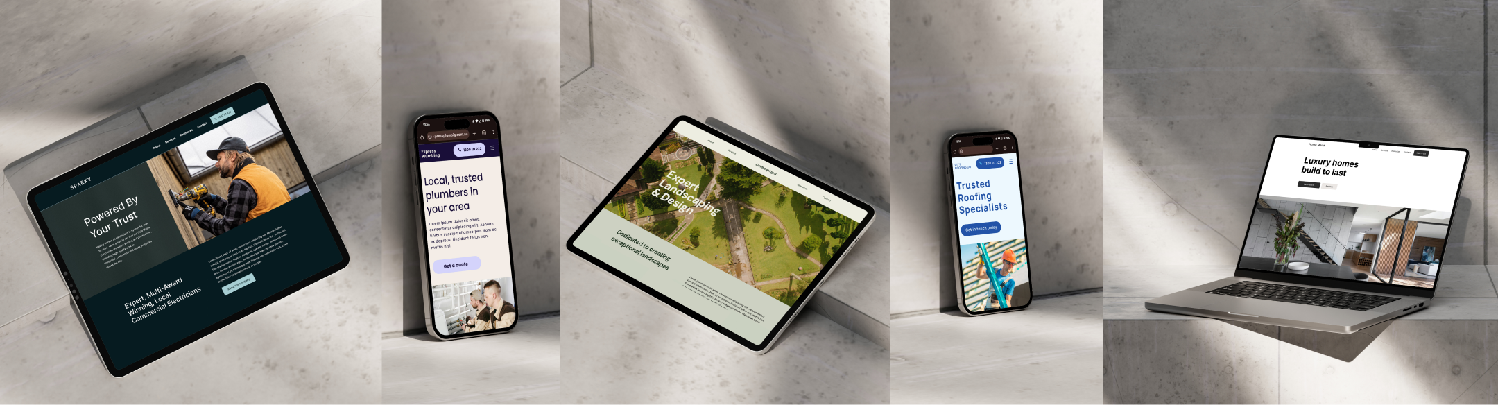 Examples of websites Aus Tradie Websites made for electricians and tradies around Australia