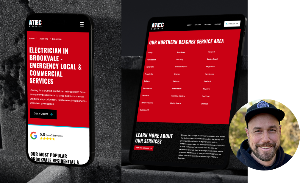 Aron Dewar, ATEC Electrics - Client of Aus Tradie Websites - We helped with website design and development for his electrician business